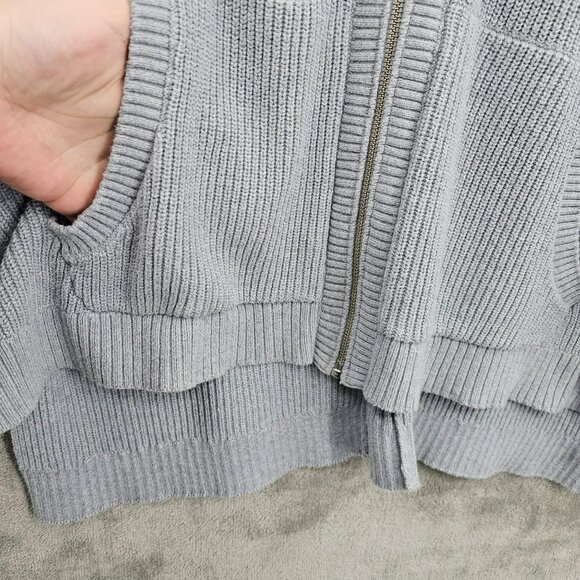 Victorias Secret Hoodie L Blue Gray Zip Up Drop Shoulder Split Hem Pockets Soft - Picture 6 of 13